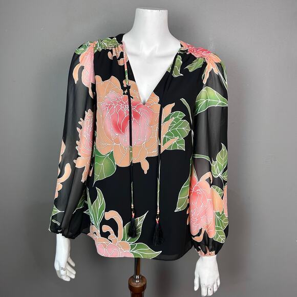 Trina Turk Top‎ Size XS Watson Floral Peasant NWT blouson tropical beachy - Picture 1 of 12